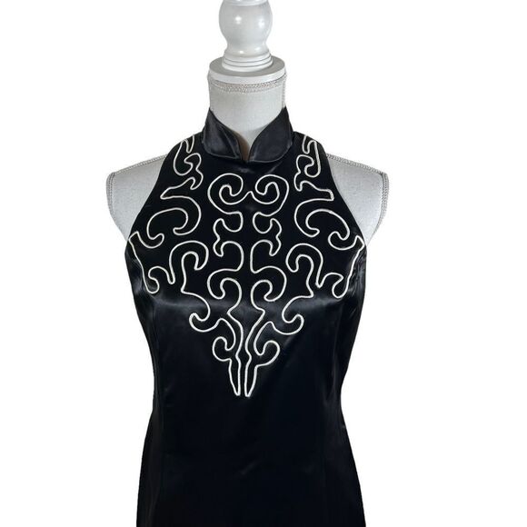 Vintage 90s Jessica McClintock x Gunne Sax Black Halter Pencil Dress - Picture 3 of 9